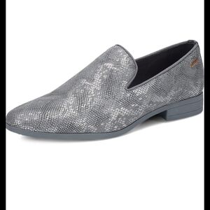 Gray Textured Men's Loafers